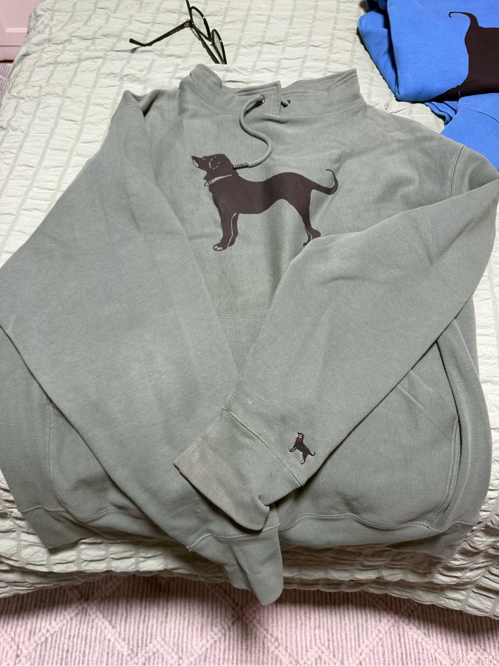 The Black Dog Sage Green Hoodie with Black Dog Logo